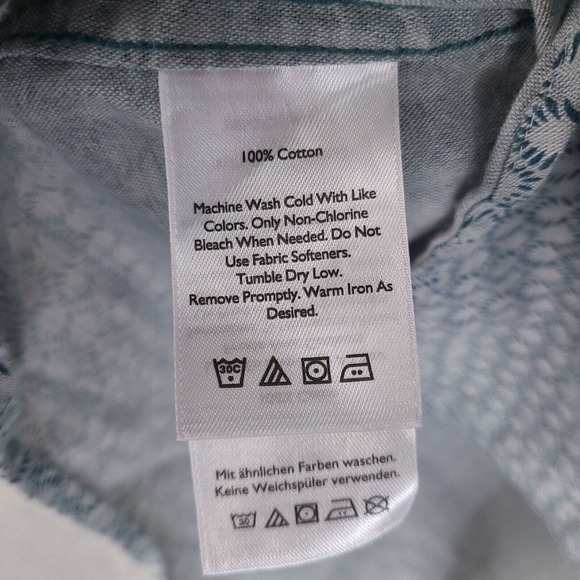 Eddie Bauer Shirt Mens XXL Blue Green Classic Fit Button Down Short Sleeve - Picture 7 of 13